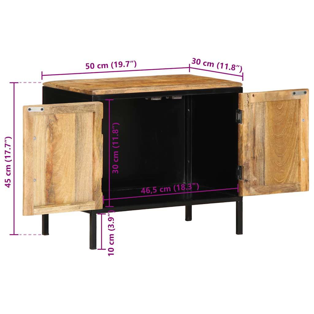 Nachttisch Braun und Schwarz 50 x 30 x 45 cm Massivholz Mango