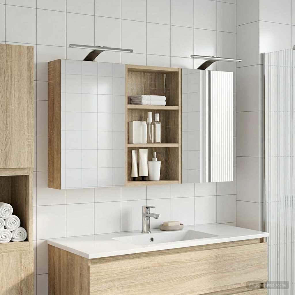 Badezimmerschrank-Set 3 pcs 80 x 10,5 x 50 cm Holzwerkstoff