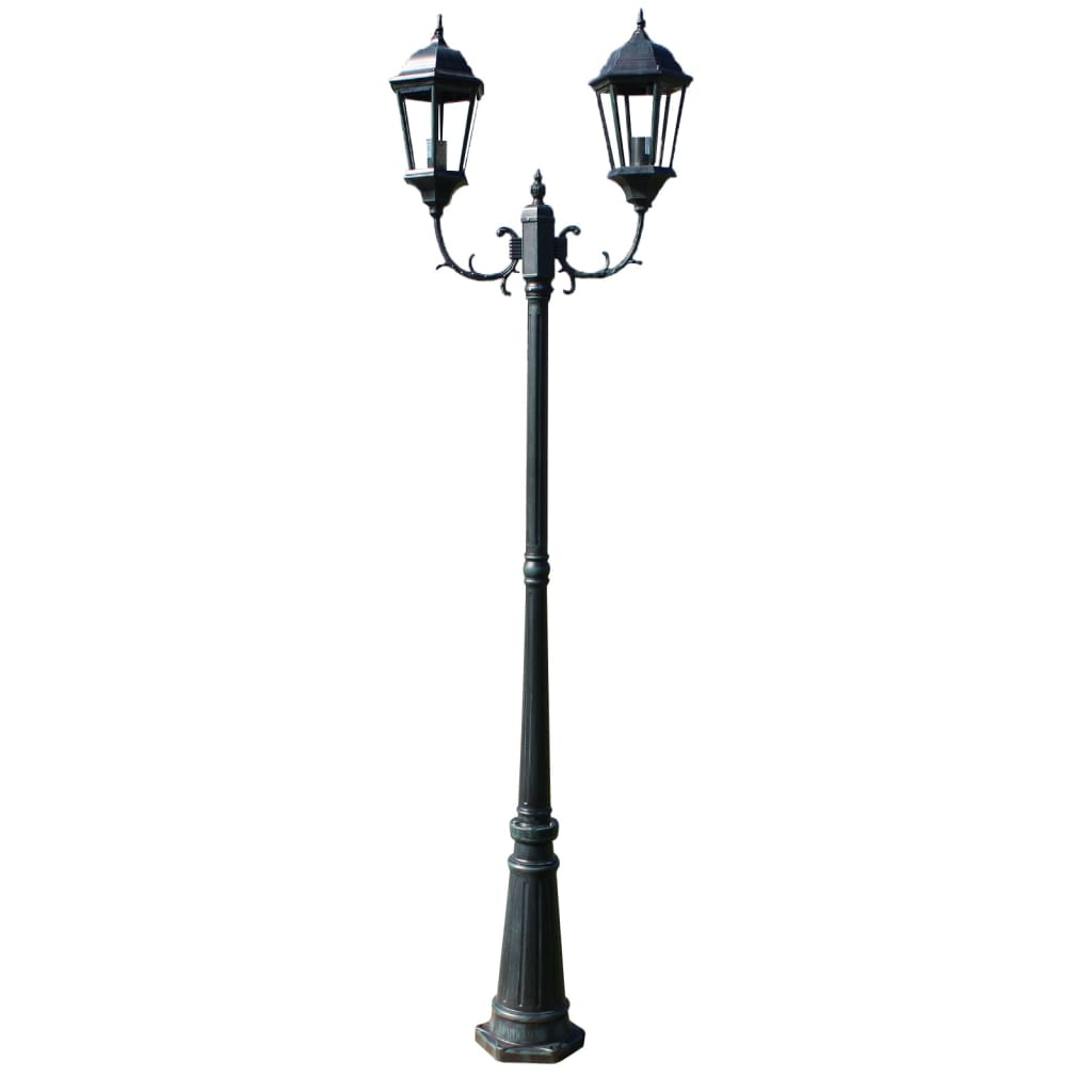Gartenlaterne 3-flammig 230 cm Dunkelgrün/Schwarz Aluminium