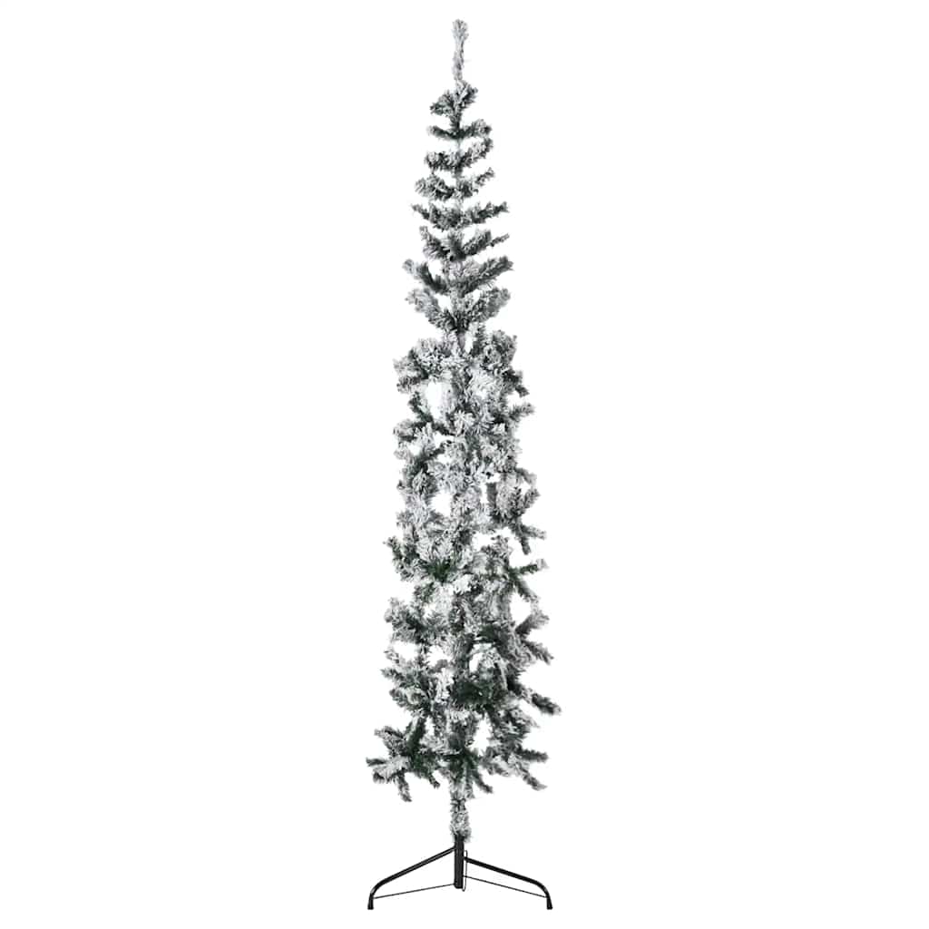 Künstlicher Halb-Weihnachtsbaum mit Ständer Schlank Weiß 180 cm