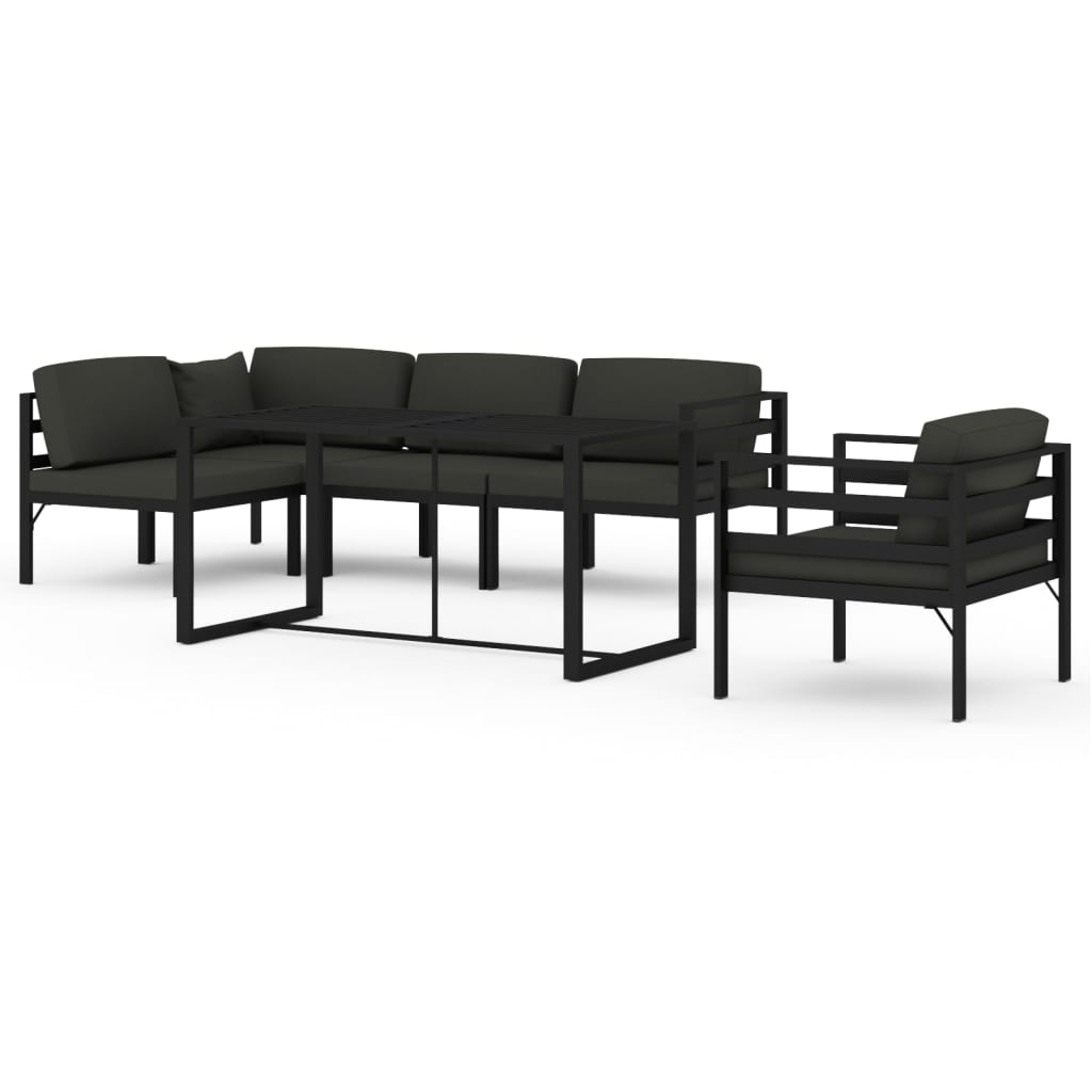 10-tlg. Garten-Lounge-Set mit Kissen Aluminium Anthrazit
