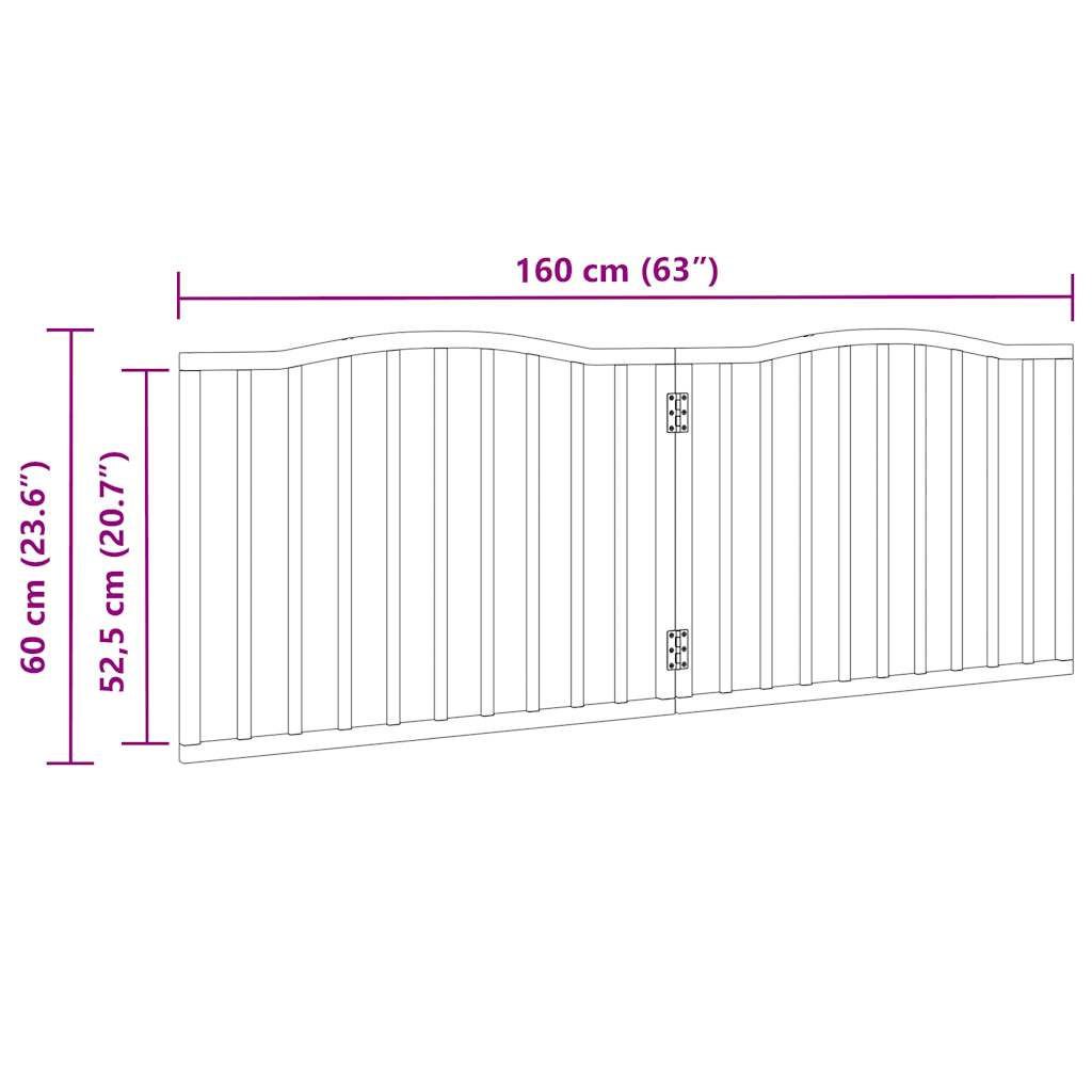 3-tlg. Hundetor Faltbar 150 cm Pappelholz