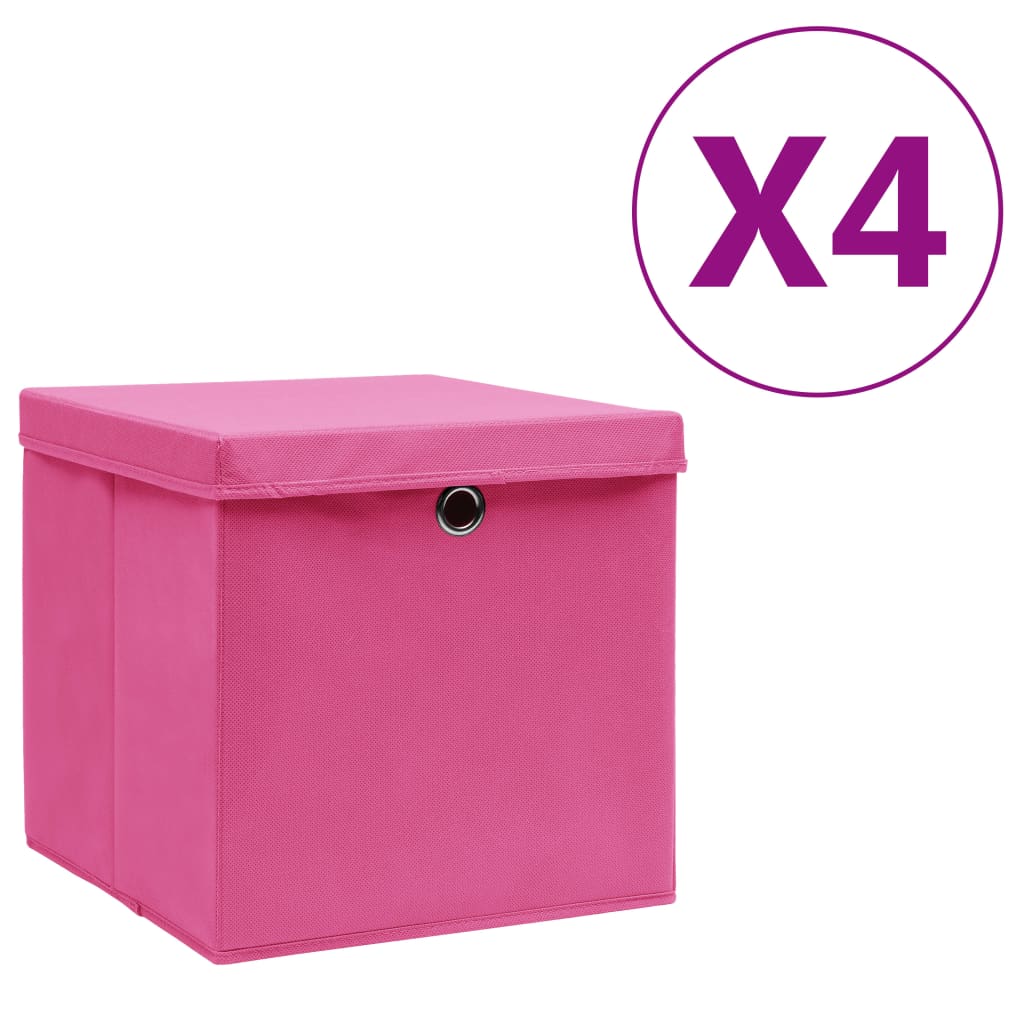 Aufbewahrungsboxen mit Deckeln 10 Stk. 28x28x28 cm Schwarz