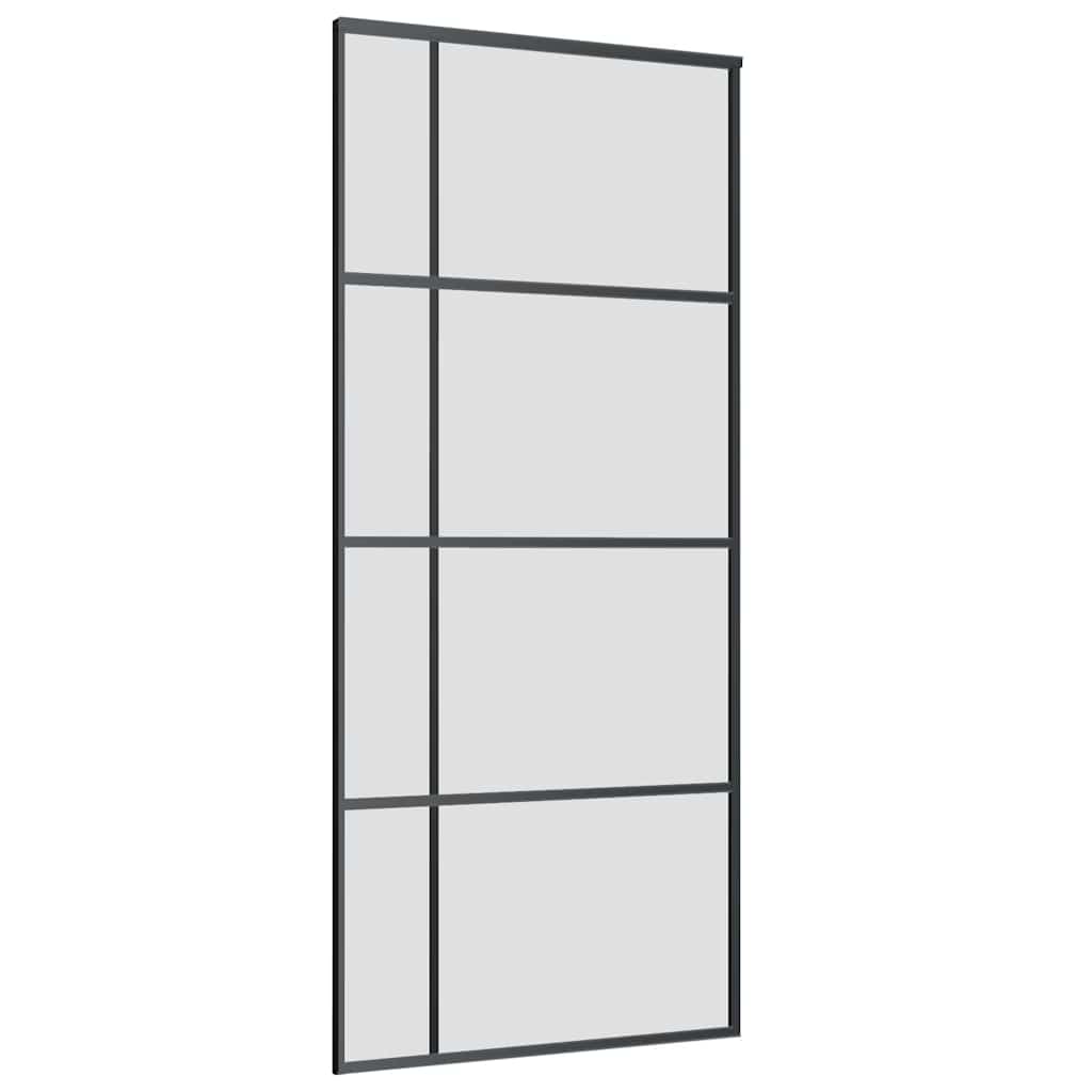 Schiebetür mit Beschlag Schwarz 76x205 cm ESG-Glas