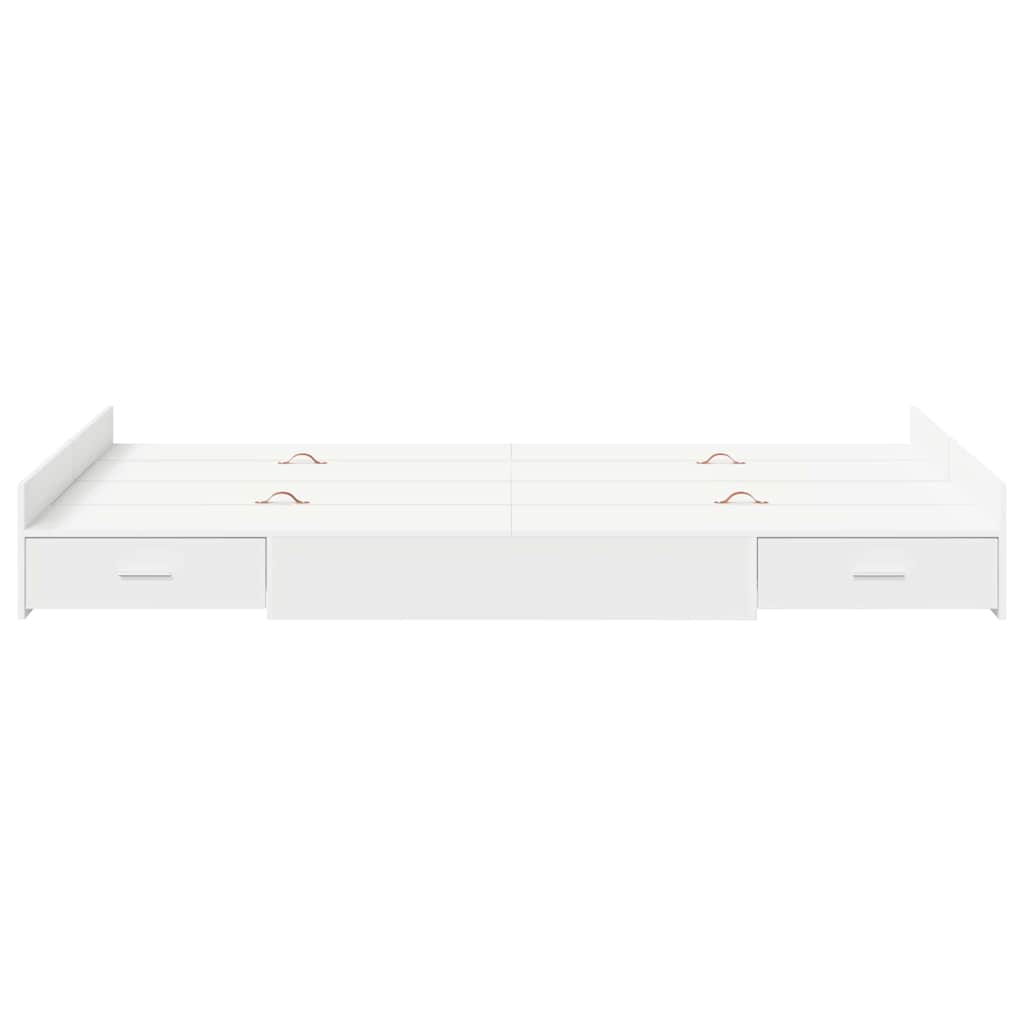 Aufbewahrungsbettgestell Weiß 200 x 200 cm Holzwerkstoff