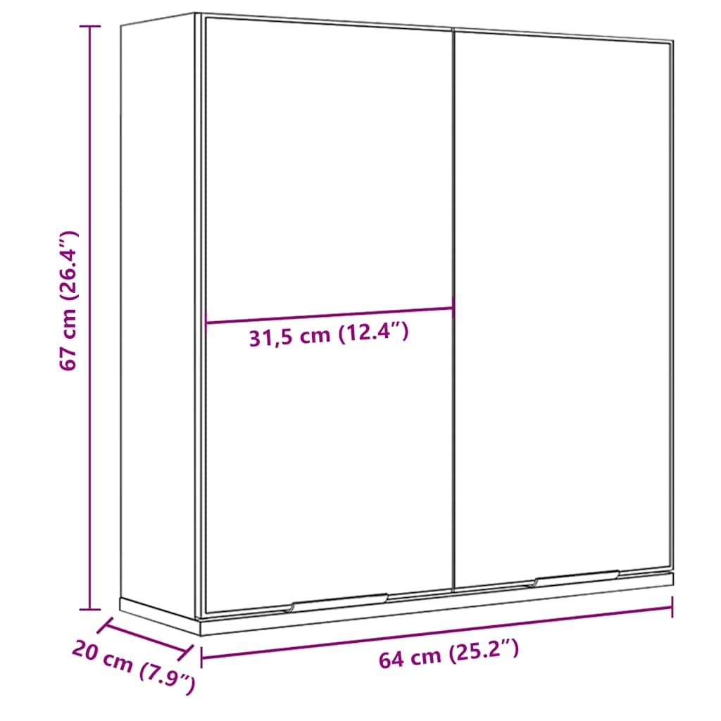 Bad-Spiegelschrank Weiß 64x20x67 cm