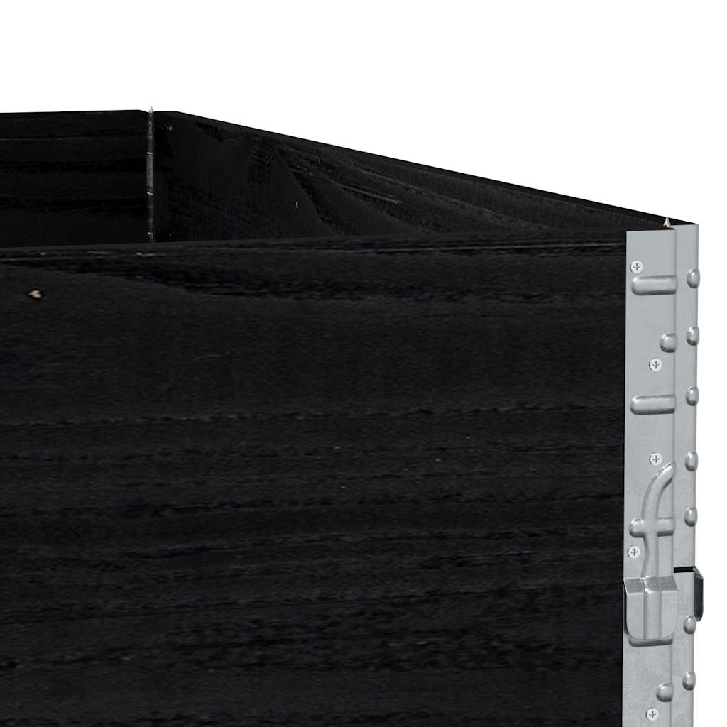 Paletten-Aufsatzrahmen Schwarz 80x60 cm Massivholz Kiefer