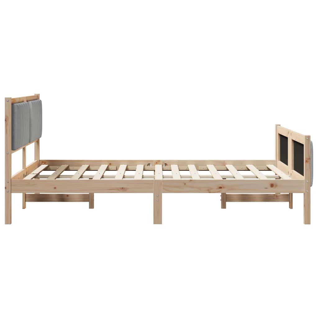 Bettgestell Braun und hellgrau 200 x 200 cm Massivholz Kiefer