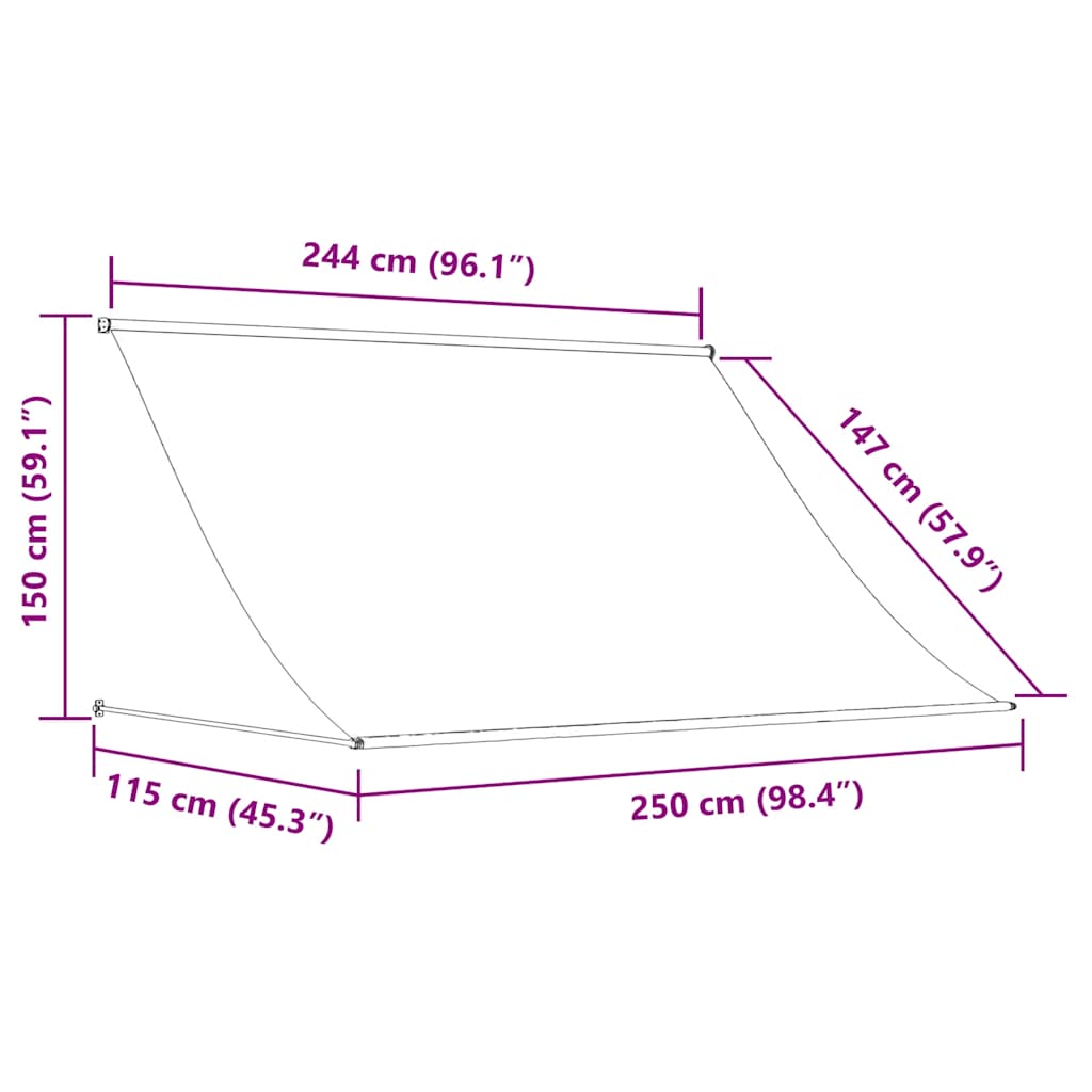Markise Einziehbar Anthrazit 100x150 cm Stoff und Stahl