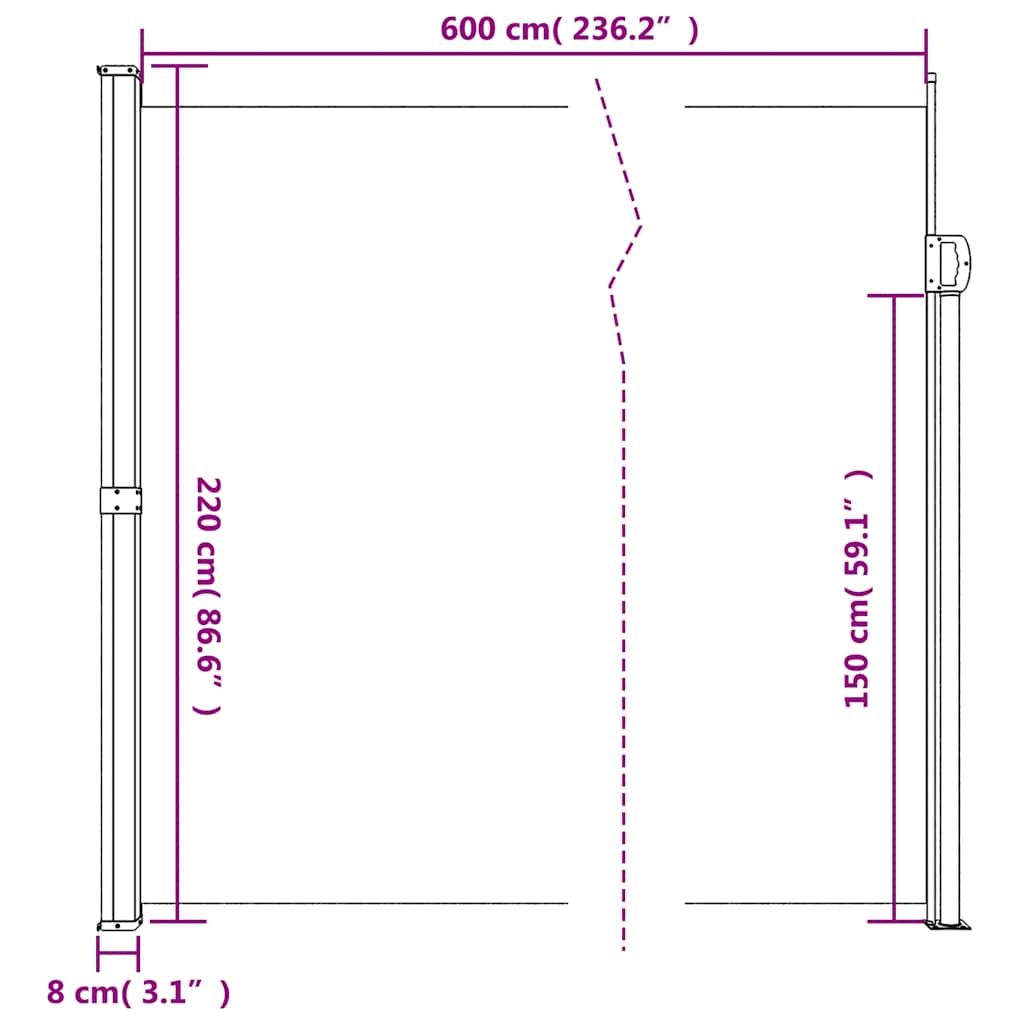 Seitenmarkise Ausziehbar Schwarz 100x300 cm