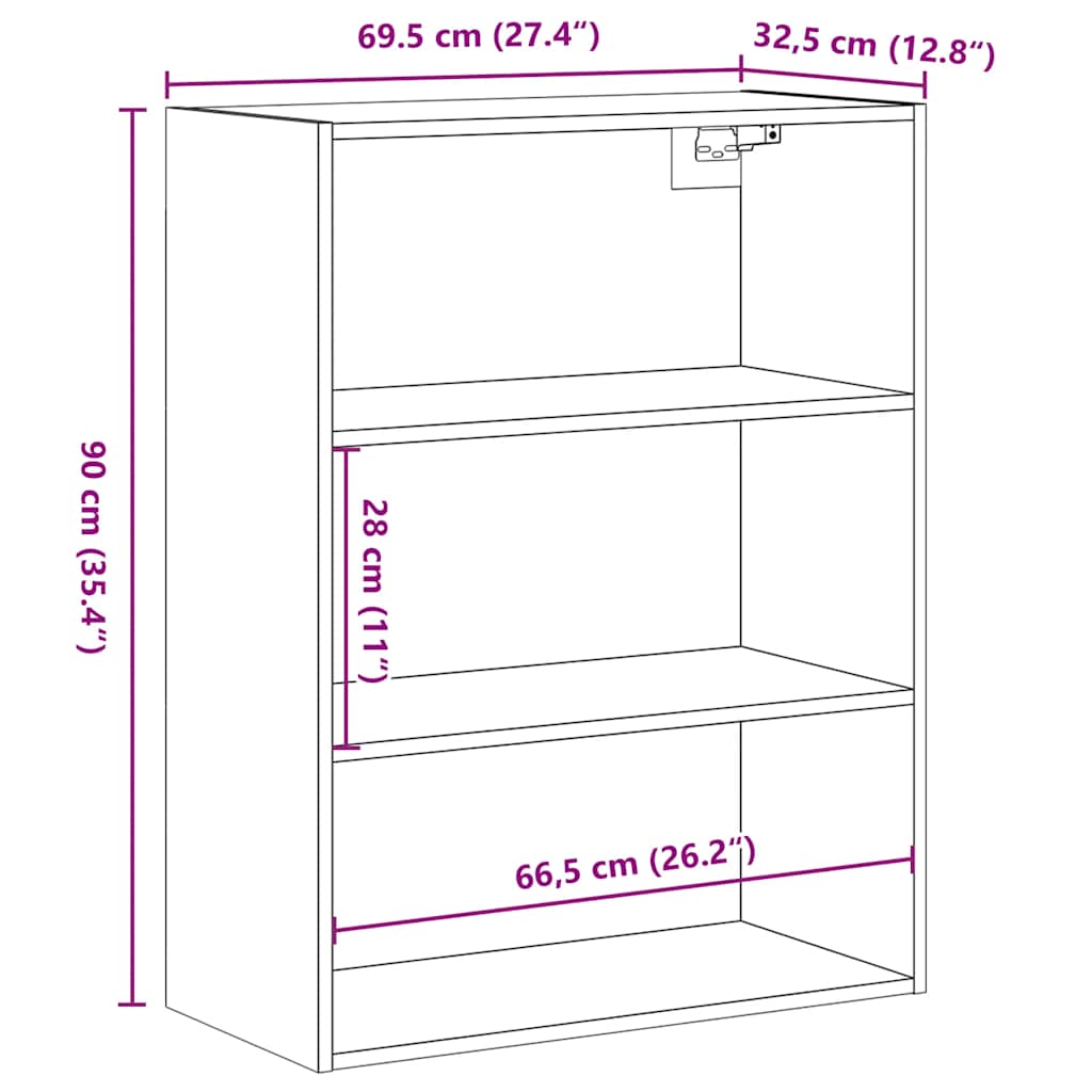 Hängeschrank Weiß 69,5x32,5x90 cm