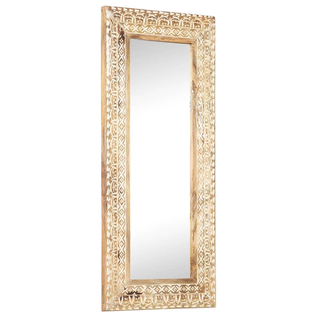 Spiegel Handgeschnitzt 50x50x2,6 cm Massivholz Mango