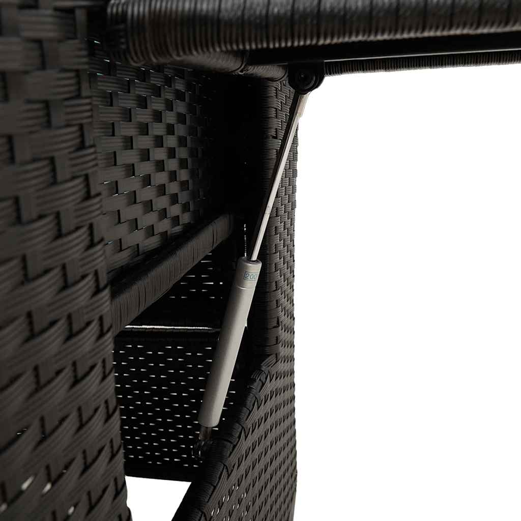 Gartensessel mit Beistelltisch Verstellbar Schwarz Poly Rattan