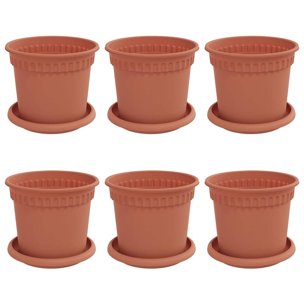 Blumentöpfe 6 pcs Ziegelrot Ø 12,5 x 10 cm Kunststoff