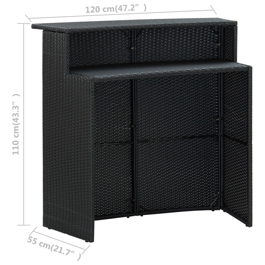 Garten-Bartisch Grau 120x55x110 cm Poly Rattan