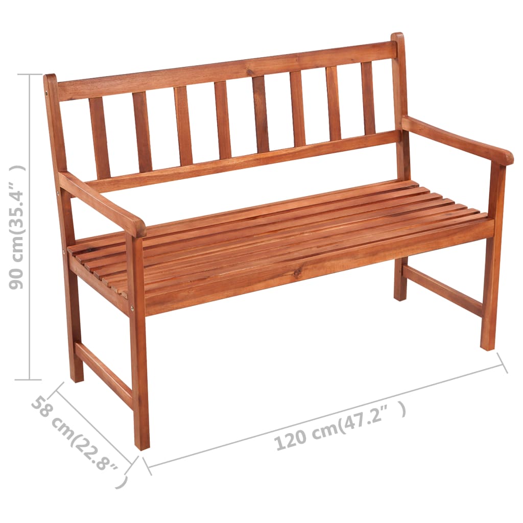 Gartenbank mit Auflage 120 cm Massivholz Akazie