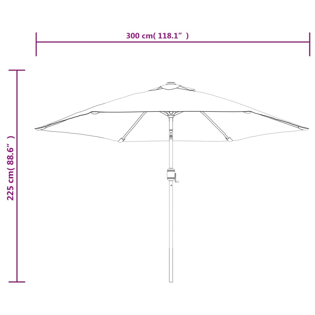 Sonnenschirm mit LED-Beleuchtung Stahl-Mast 300 cm Bordeauxrot