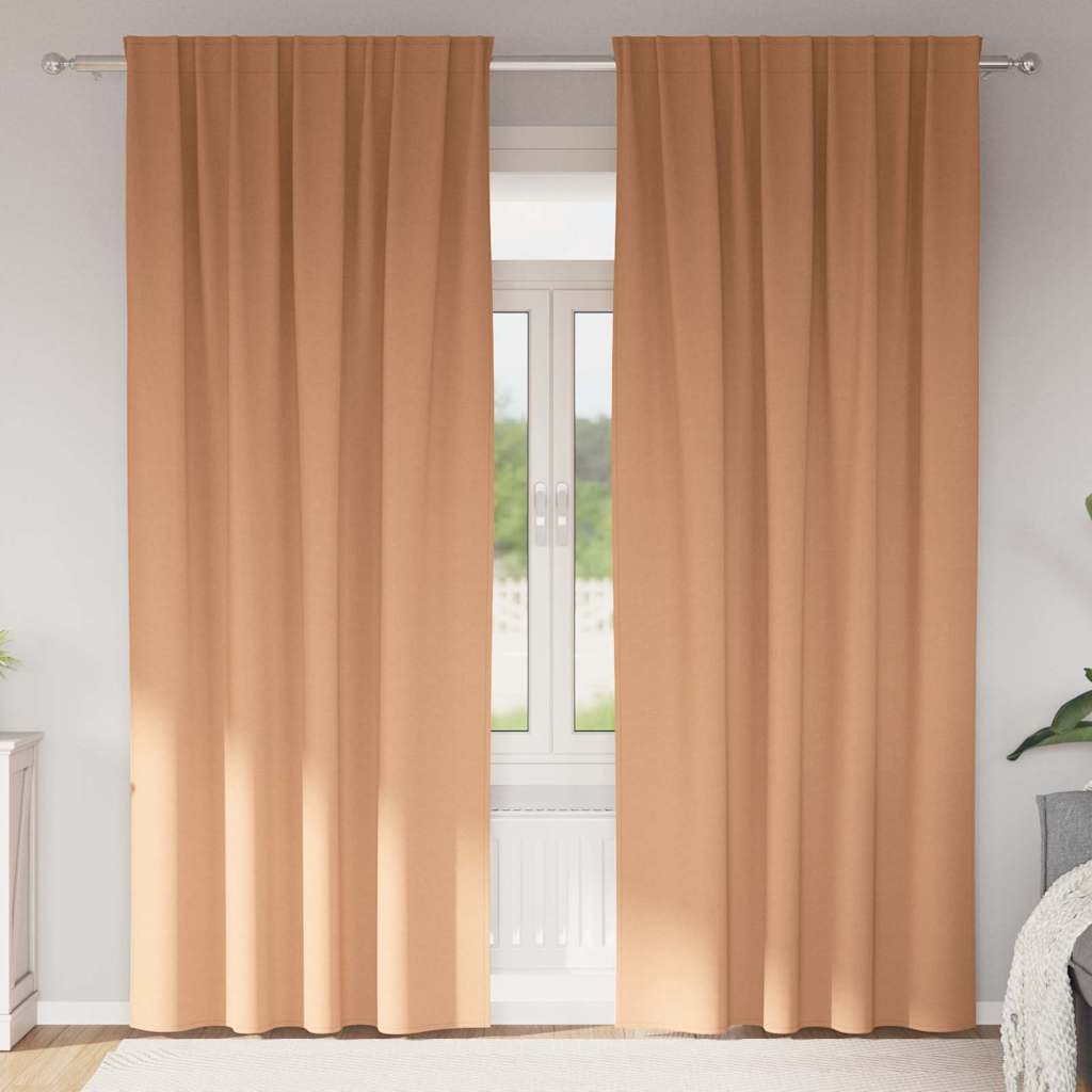 Verdunkelungs-Vorhänge mit Ringen 2 pcs Beige 140 x 140 cm