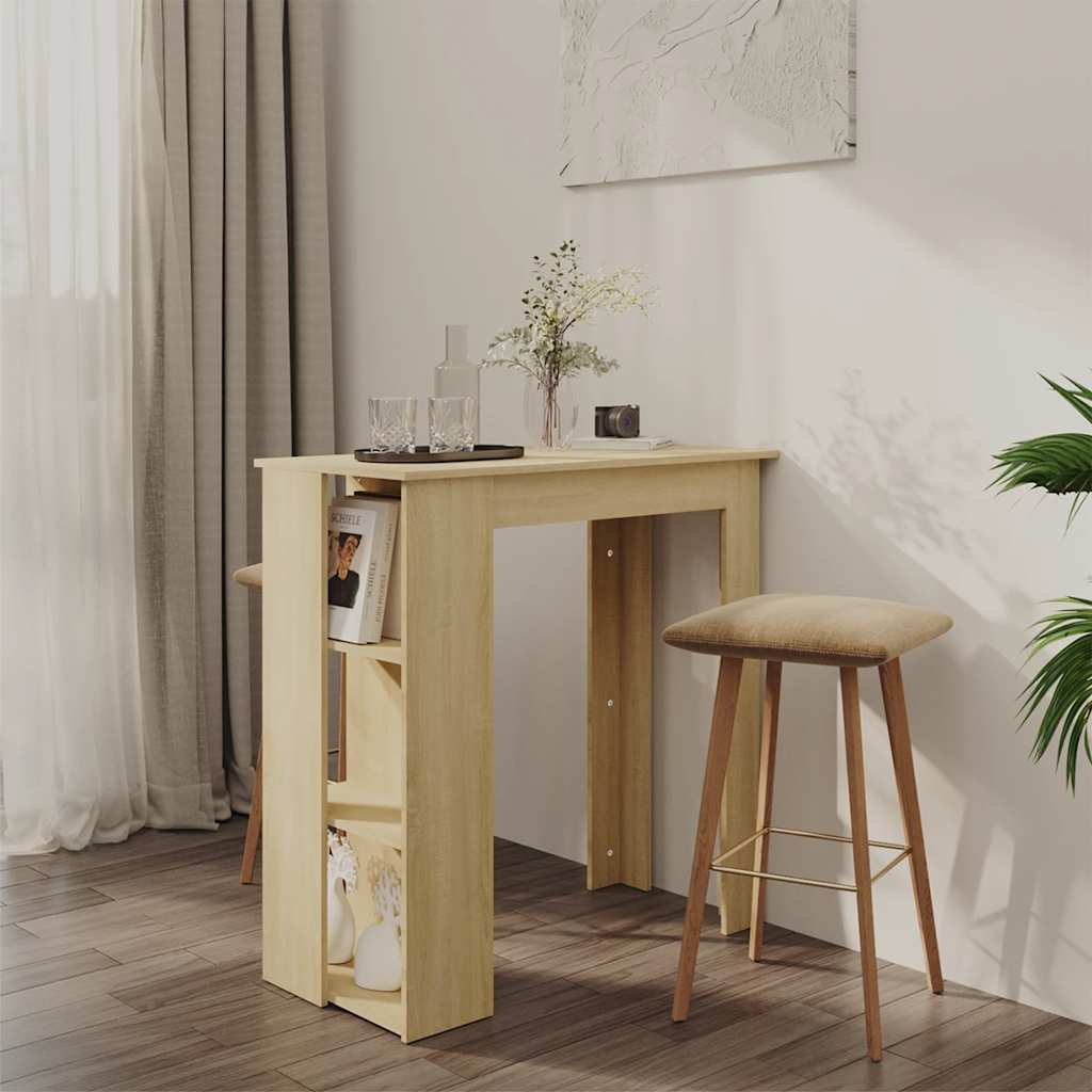 Bartisch mit Regal Weiß 102x50x103,5 cm Holzwerkstoff