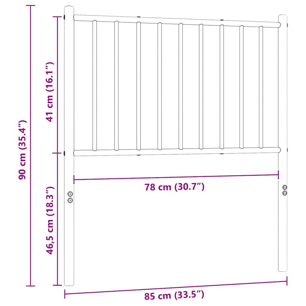 Ersatz-Kopfteil Metall Schwarz 75 cm