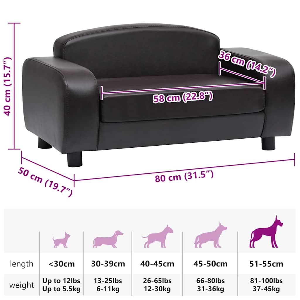 Hundesofa Grau 80x50x40 cm Kunstleder