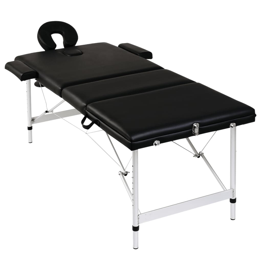 Massagetisch mit Aluminiumrahmen, faltbar 3 Zonen Creme-Weiß