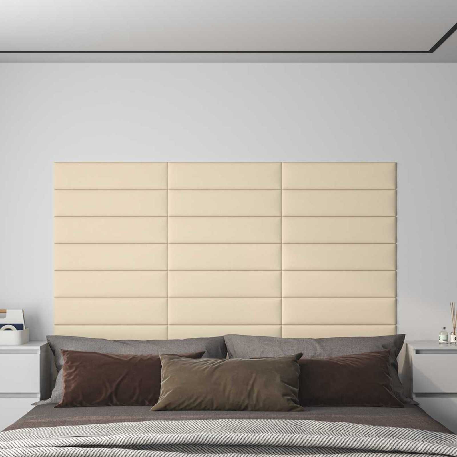 Wandkopfteilen 12 pcs 30 x 15 cm Creme Stoff