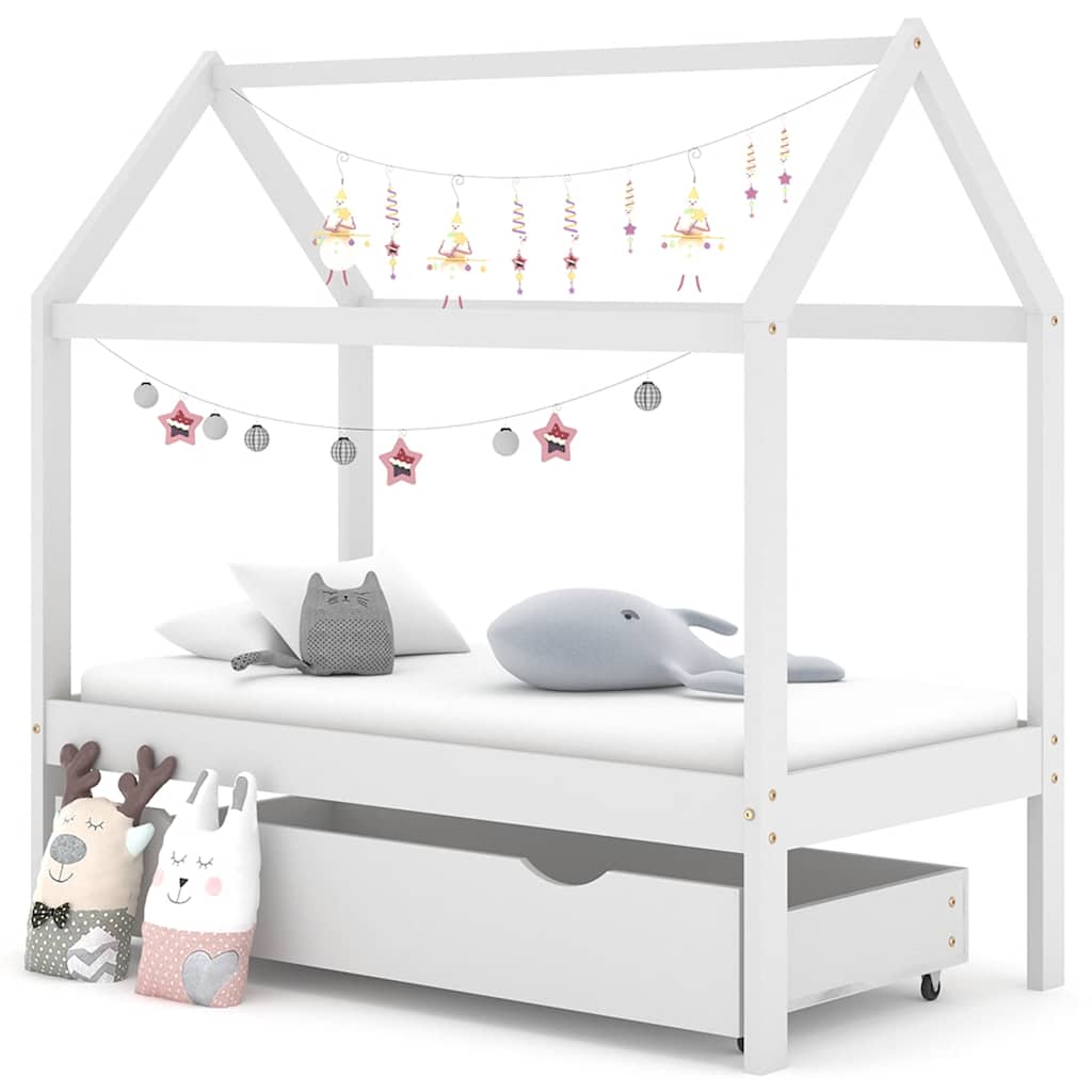 Kinderbett mit Schublade Massivholz Kiefer 70x140 cm