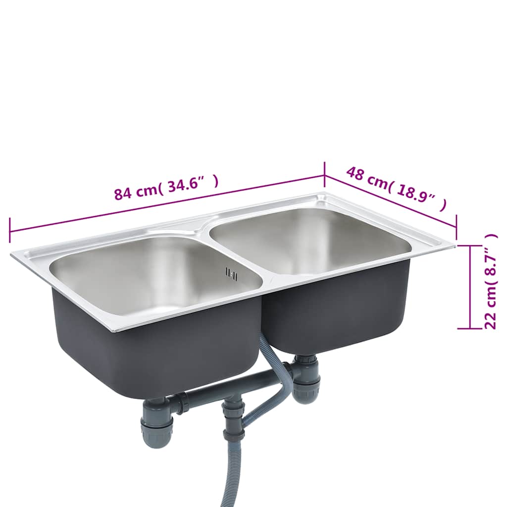 Einbauspüle mit Sieb und Siphon Edelstahl