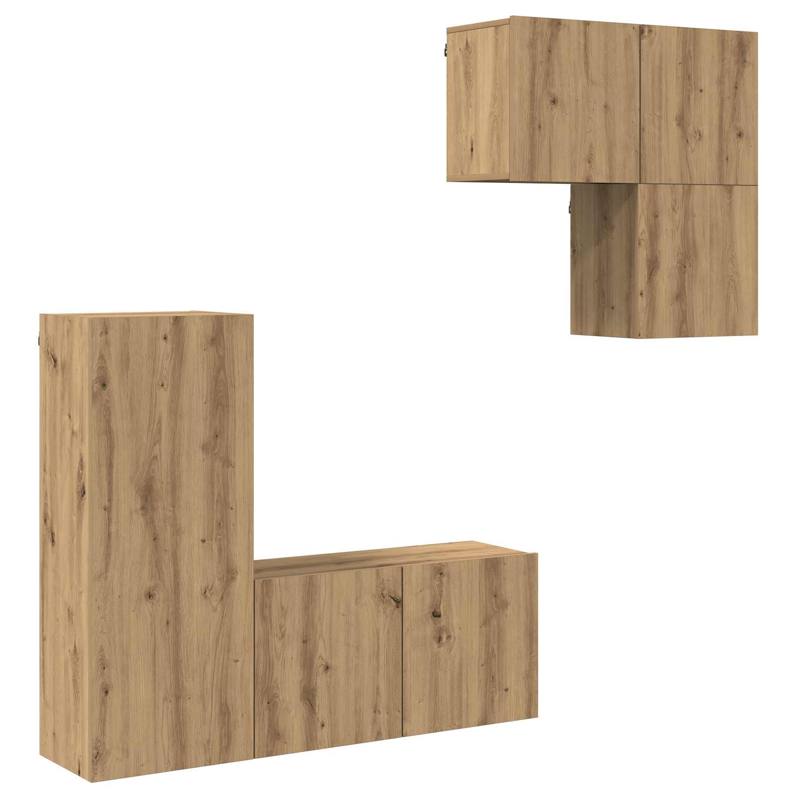 4-tlg. Wohnwand Weiß Holzwerkstoff