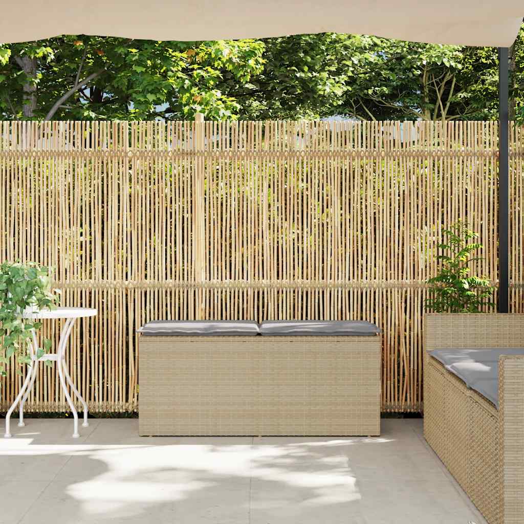 Gartenbank mit Kissen Schwarz 110x40x44 cm Poly Rattan
