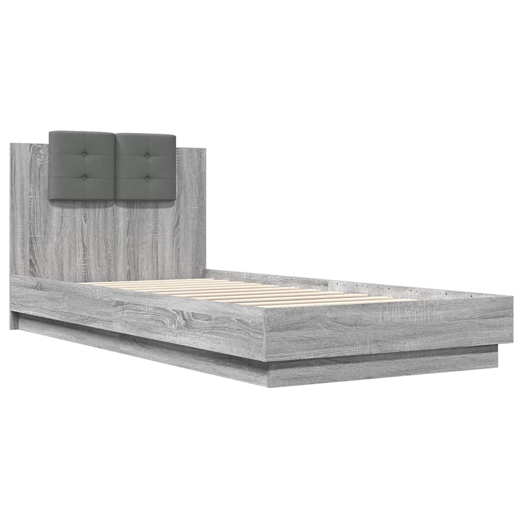 Bettgestell mit Kopfteil Grau Sonoma 180x200 cm Holzwerkstoff