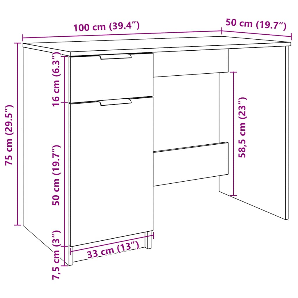 Schreibtisch Weiß 100x50x75 cm Holzwerkstoff