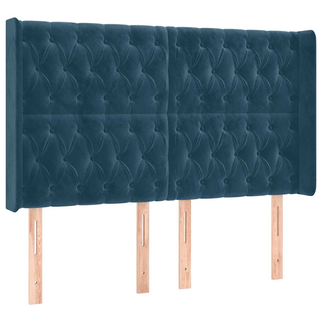 Kopfteil mit Ohren Dunkelblau 93x16x78/88 cm Samt