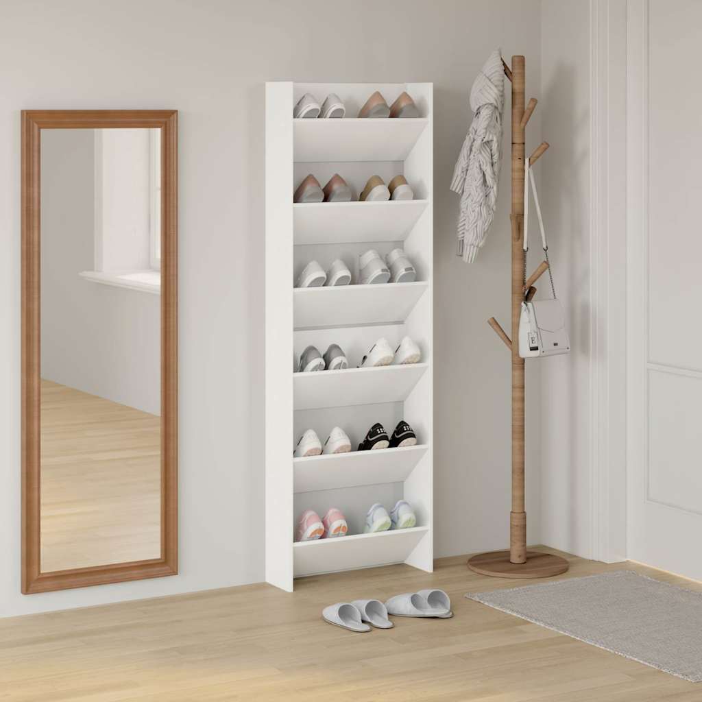 Wand-Schuhschränke 4 Stk. Weiß 60x18x60 cm Holzwerkstoff
