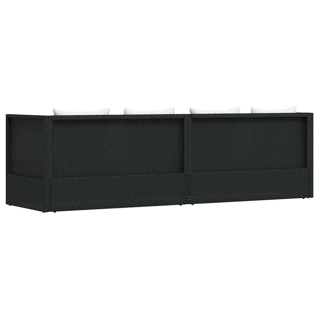 Garten-Sofabett 200x60 cm Poly Rattan Grau