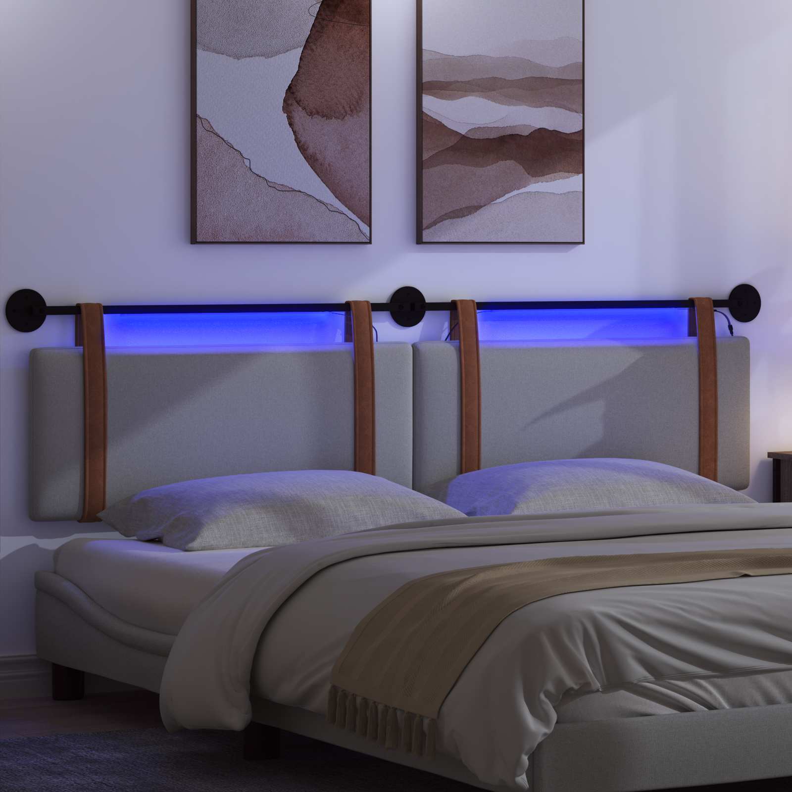 Hängendes Kopfteil Mit LED Licht Wolkengrau Antikes PU