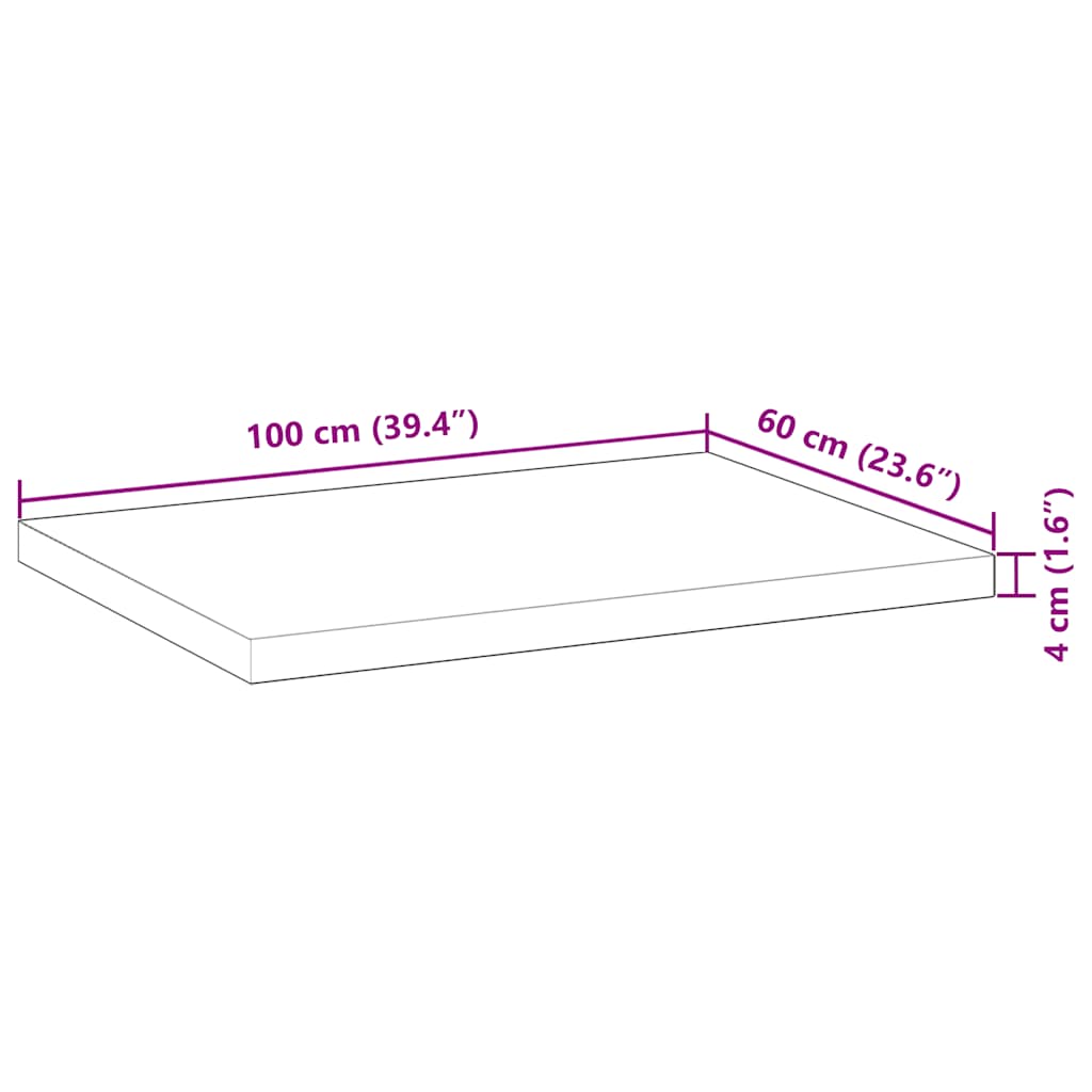 Tischplatte Rechteckig 60x50x2 cm Massivholz Akazie