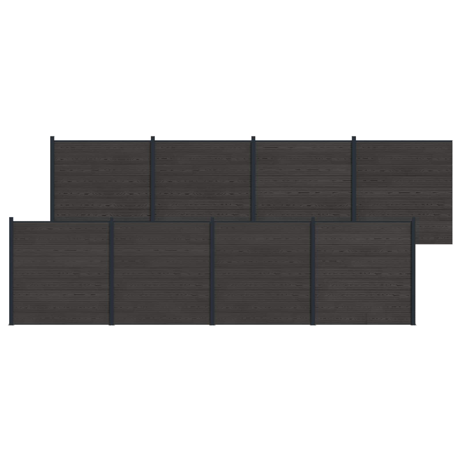 Zaunelement WPC 180x186 cm Schwarz