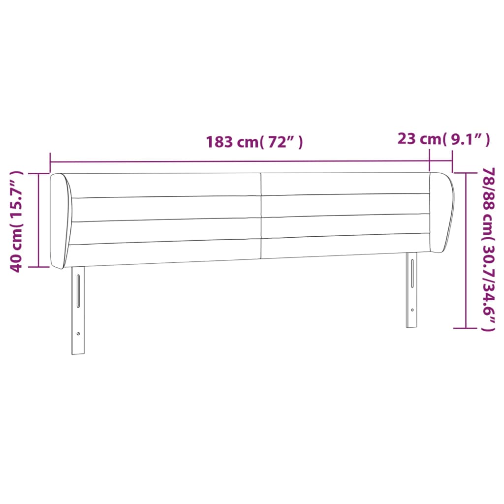 Kopfteil mit Ohren Dunkelblau 203x23x118/128 cm Samt