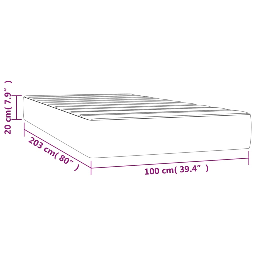 Taschenfederkernmatratze Mittel Hellgrau 100x203x20 cm Stoff