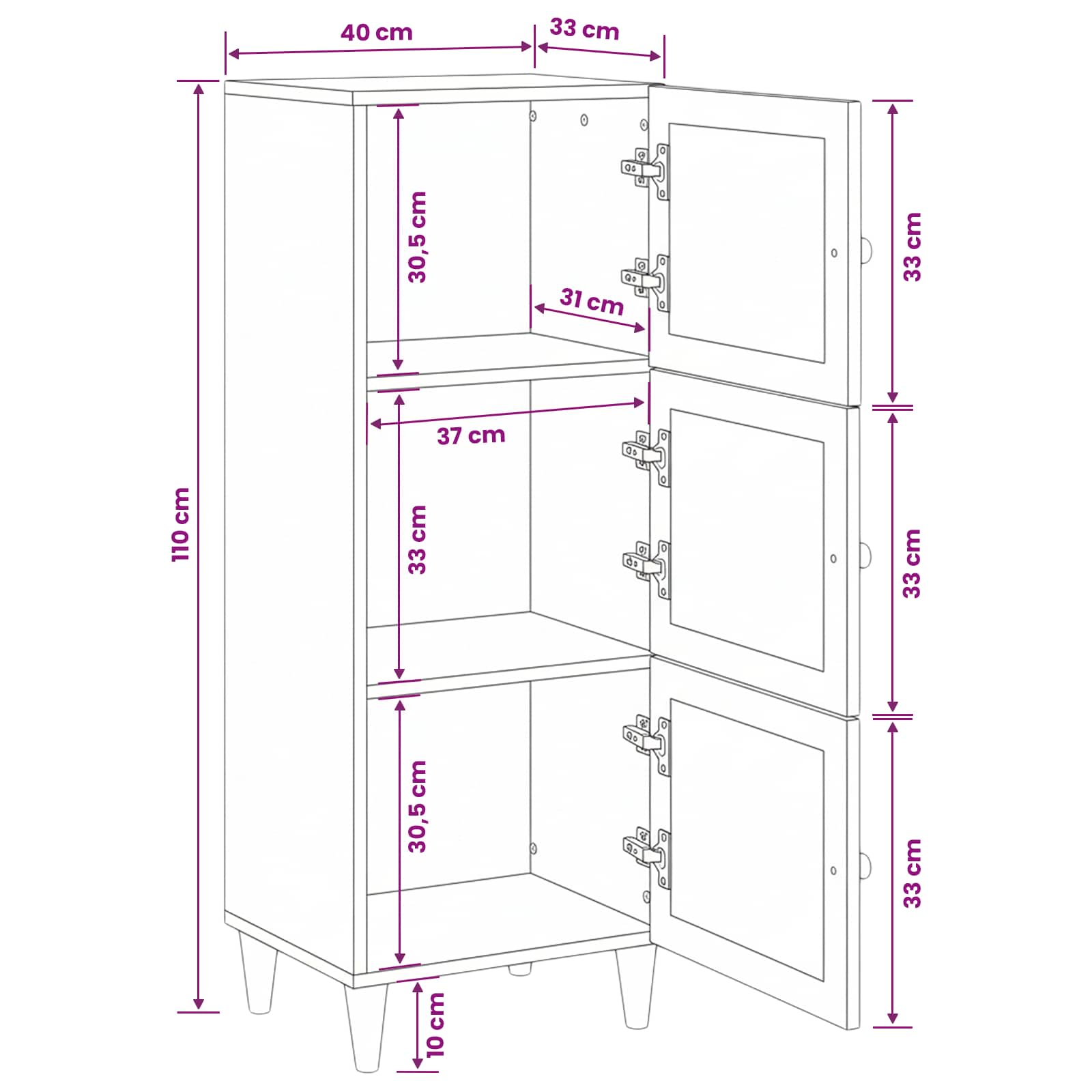 Hochboard Hellbraun 40 x 33 x 110 cm massives Mangoholz