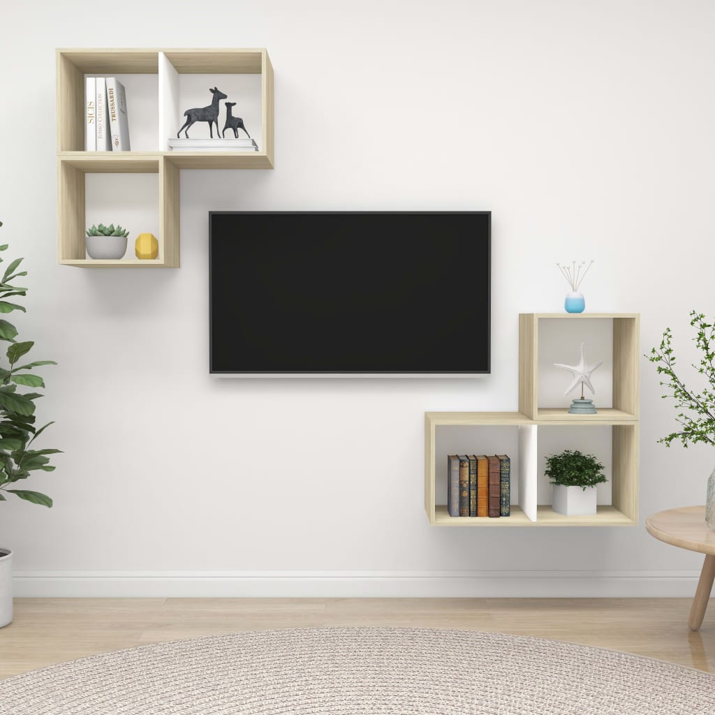 4-tlg. TV-Schrank-Set Weiß Holzwerkstoff