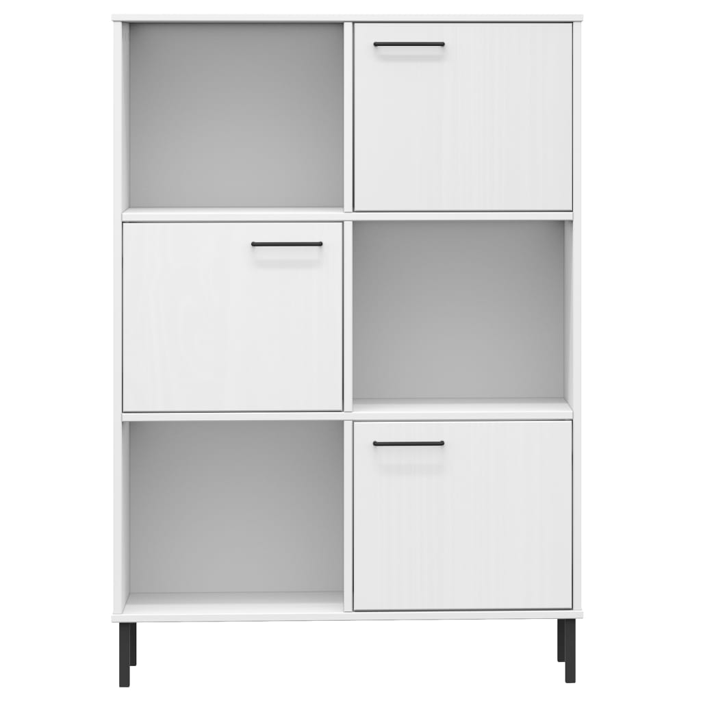 Bücherregal OSLO Metallbeine Braun 90x35x128,5 cm Massivholz
