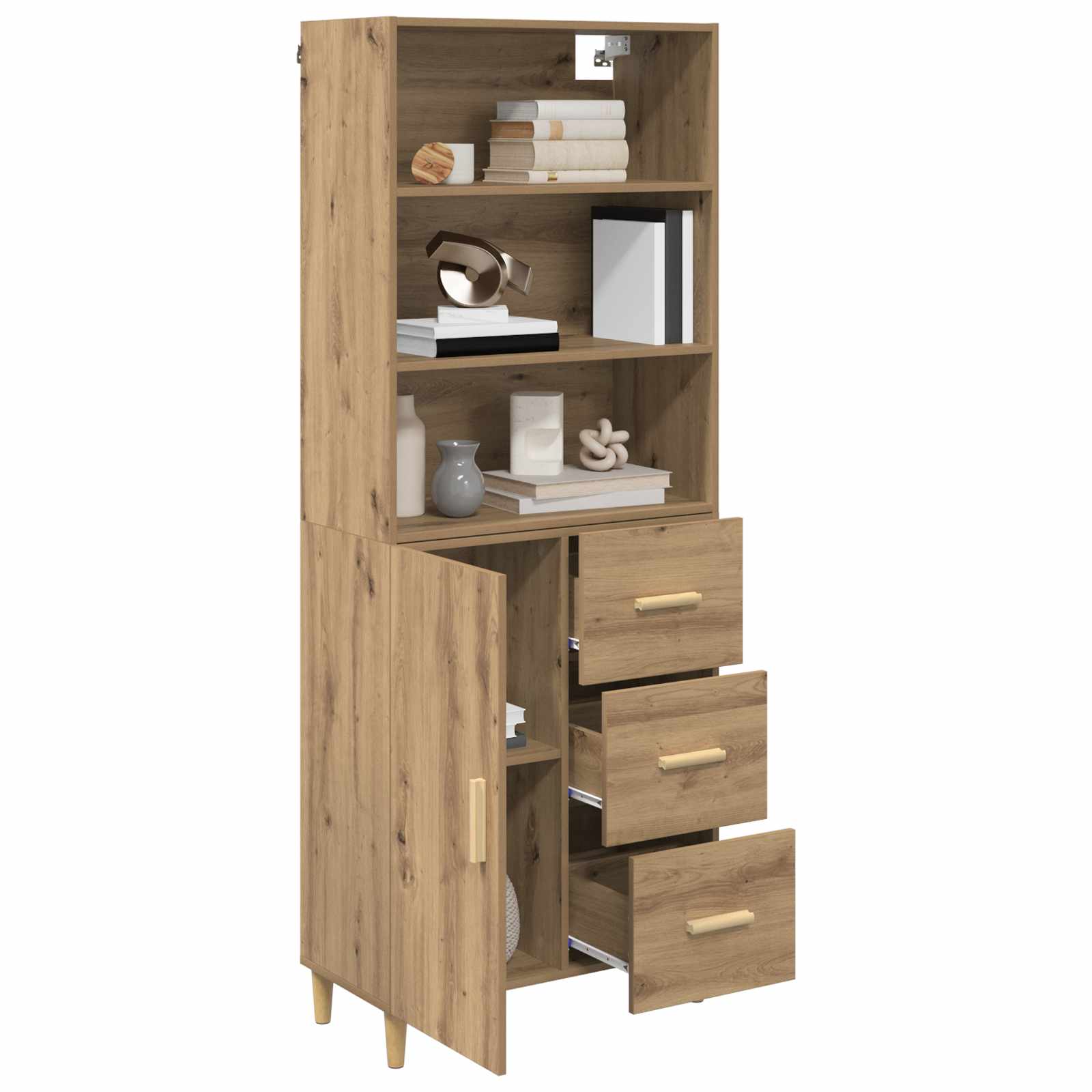 Highboard Altholz 69,5 x 32,5 x 180 cm Holzwerkstoff