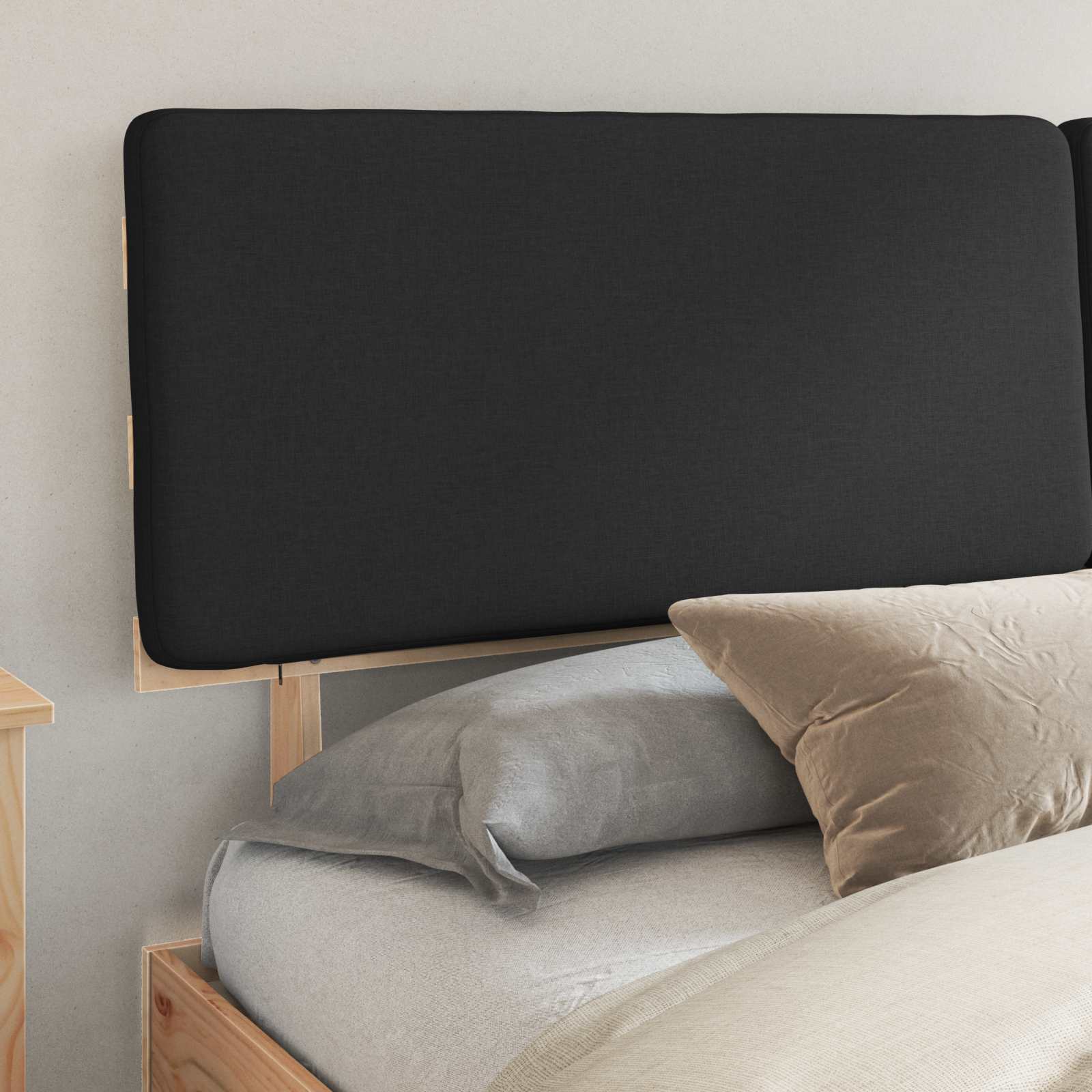 Bettgestell mit gepolstertem Kopfteil Hellgrau 200 x 200 cm