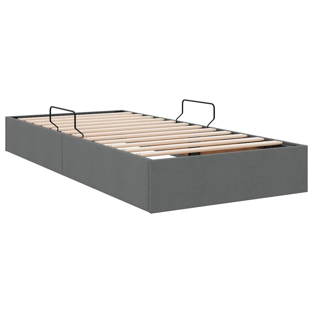 Aufbewahrungsbett mit Kopfteil Hellgrau 90 x 190 cm Stoff