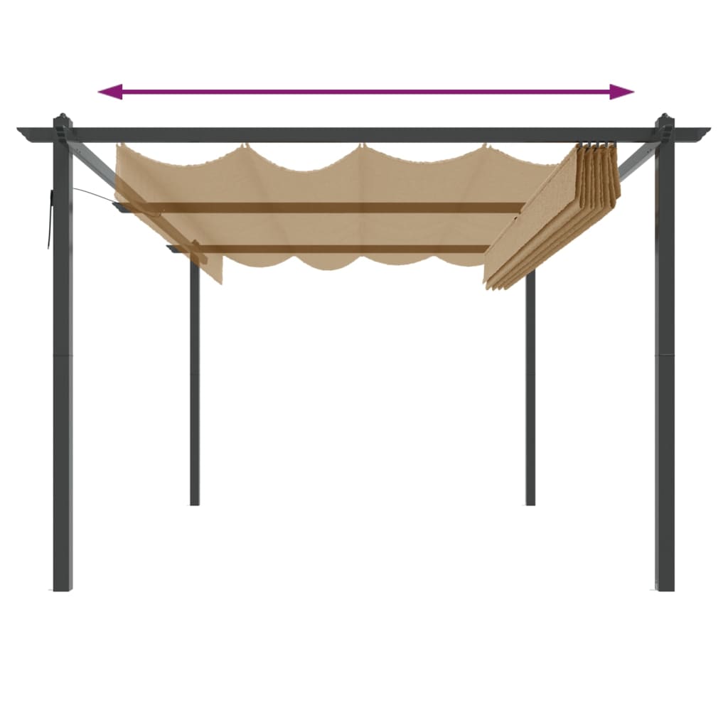 Pavillon mit Ausziehbarem Dach 3x3 m Creme