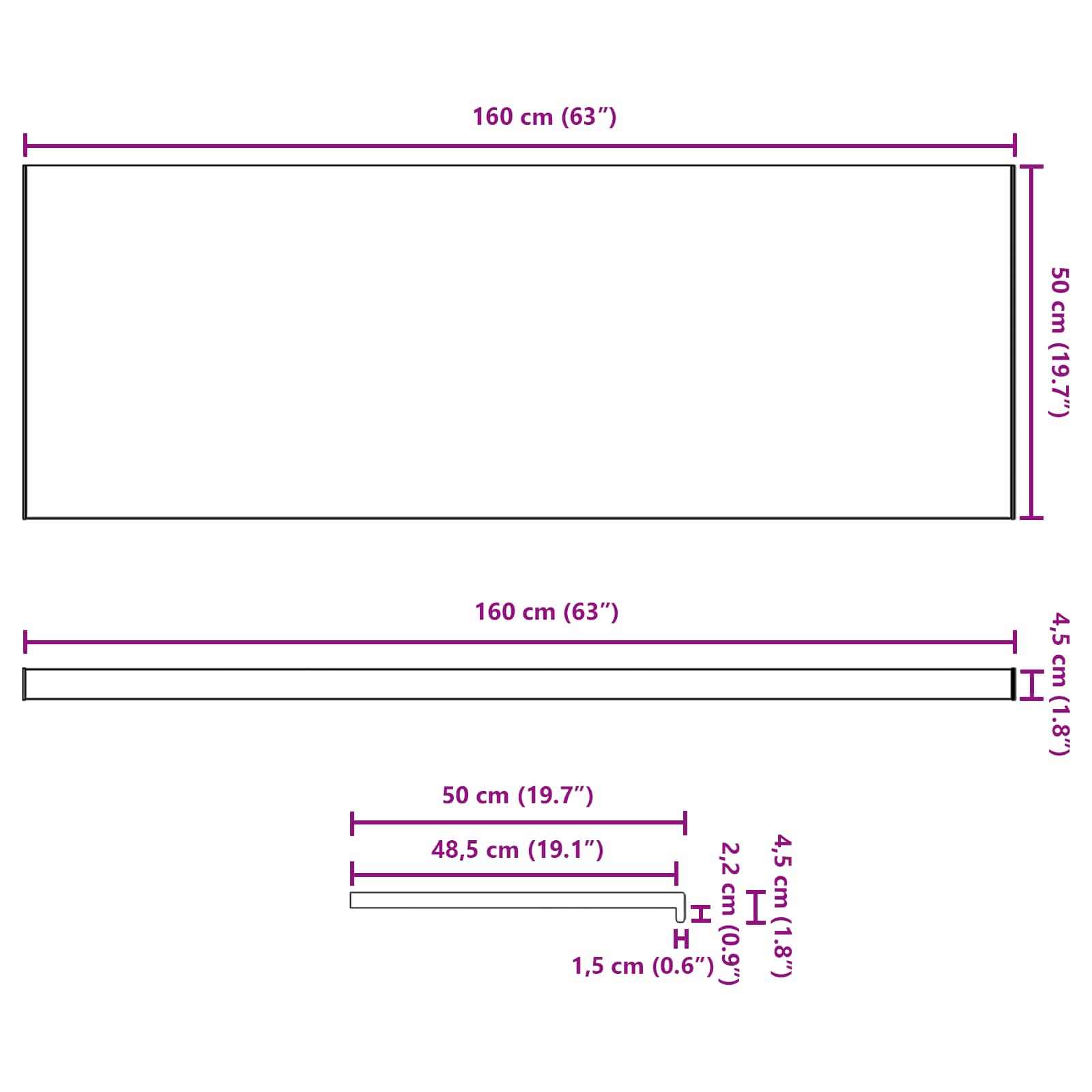 Fensterbank Weiß 60 x 10 x 4,5 cm PVC