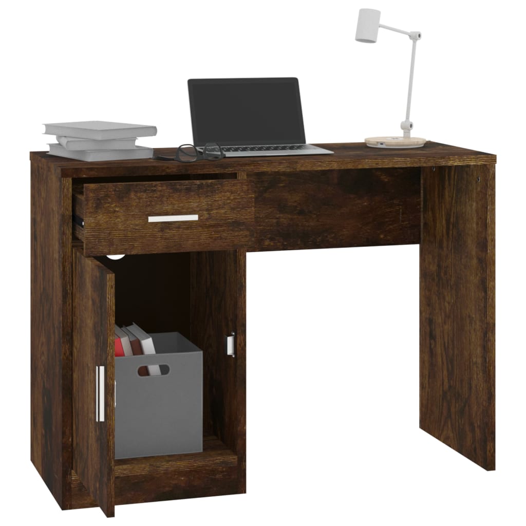 Schreibtisch mit Schublade und Schrank Eiche 100x40x73 cm